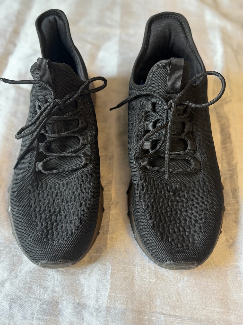 ZX NY Men’s Running Walking Sneakers Black Knit Lace Up Size 10.5